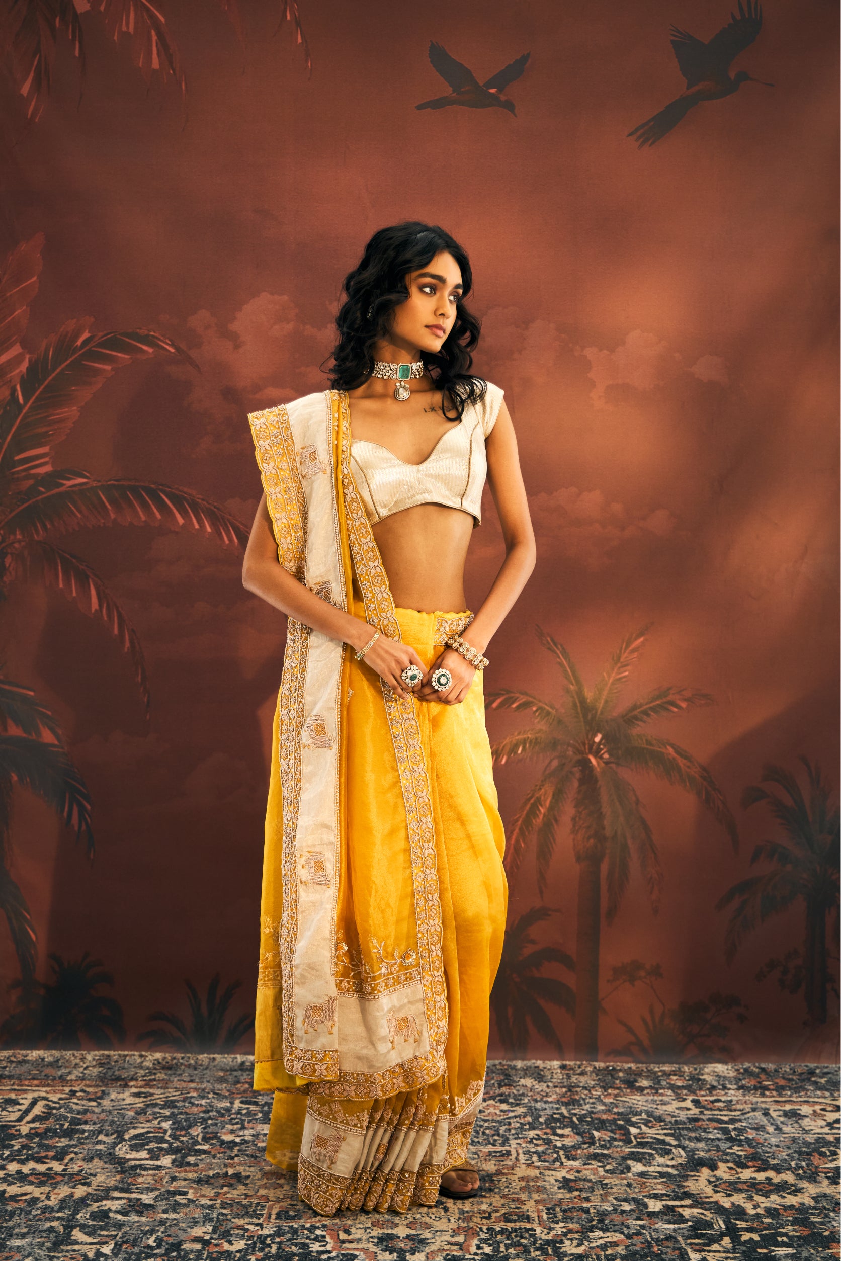 Shop Mustard Color Saree – House of Surya | Buy Now!