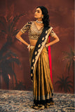 Black Golden Tissue Saree with Dabka Embroidery - Adira - House of Surya