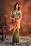 Rust Tissue Saree with Dabka Embroidery - Adira - House of Surya