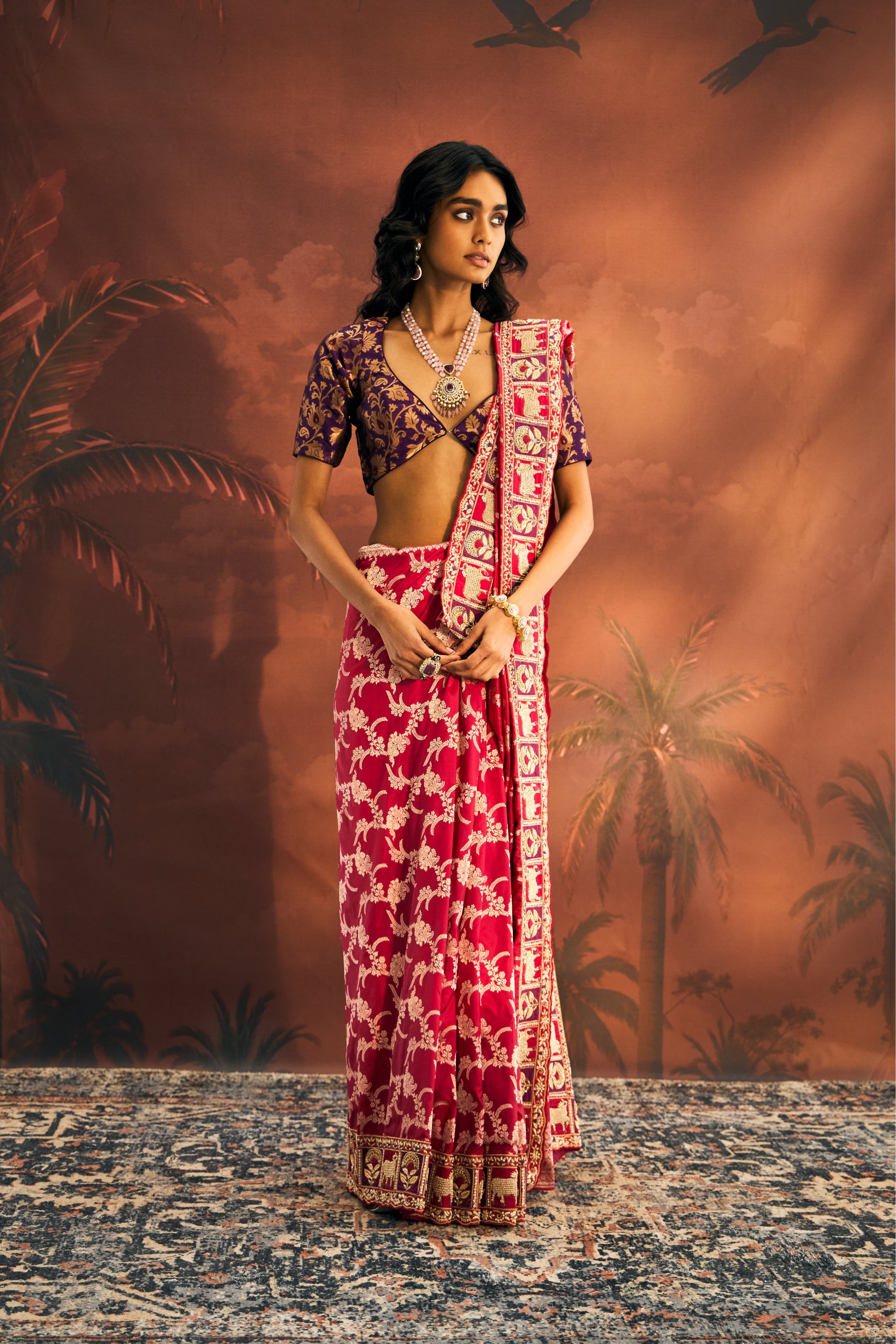 Shop Hot Pink Silk Saree – Grab Yours Now at House of Surya!