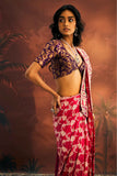 Hot Pink Silk Saree with Dabka Embroidery - Adira - House of Surya