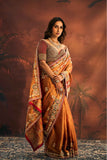Rust Tissue Saree with Dabka and Silk Work - Adira - House of Surya