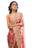 Buy Rust Organza Saree Online - House of Surya