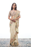 Shop Cream Banarasi Silk Saree Online - House of surya
