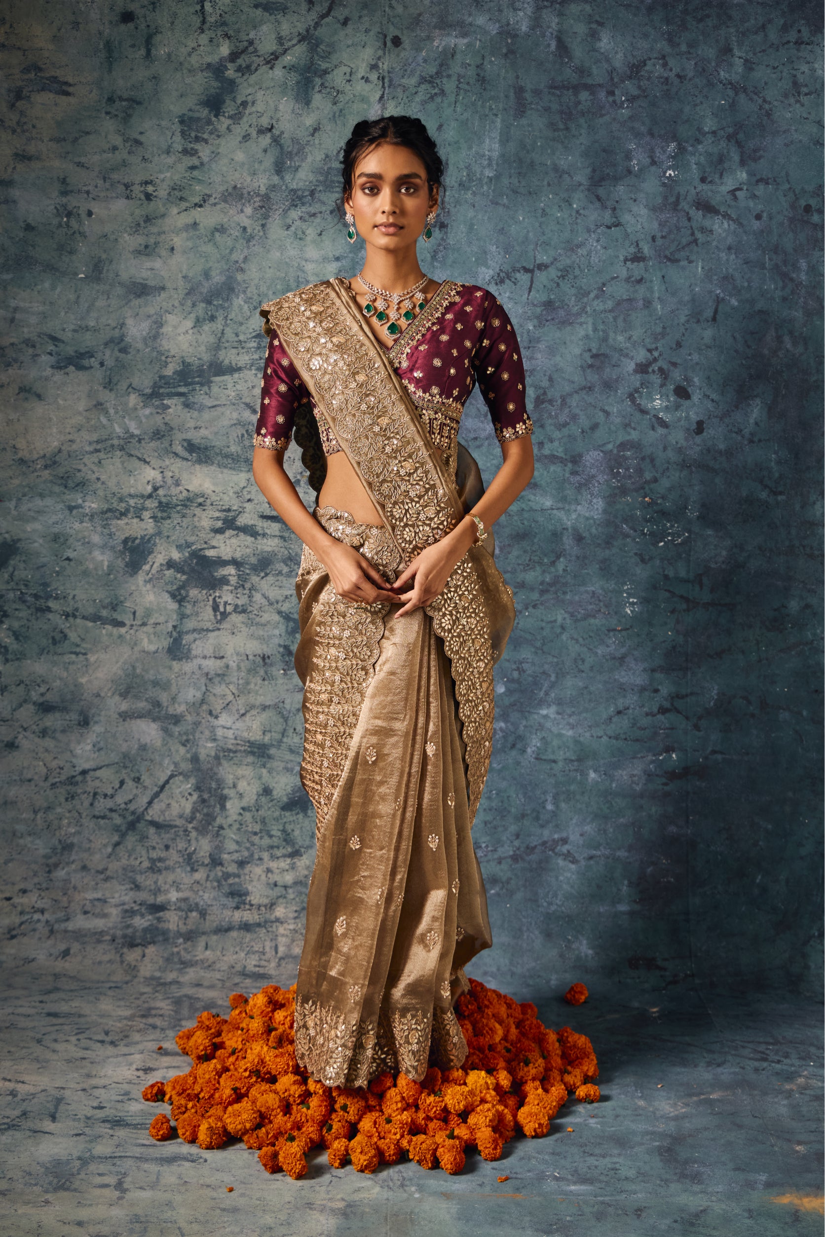 Buy Organza Saree with Gota Patti Online - House of surya