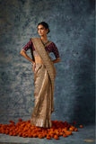 Mouse Color Organza Saree with Gota Patti Embroidery - Adira - House of Surya
