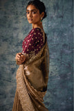 Mouse Color Organza Saree with Gota Patti Embroidery - Adira - House of Surya