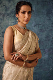Champagne Gold Tissue Saree with Dabka and Zardozi Work - Adira - House of Surya