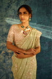 Pista Green Organza Saree with Full Sequence and Cutdana Work - Adira - House of Surya