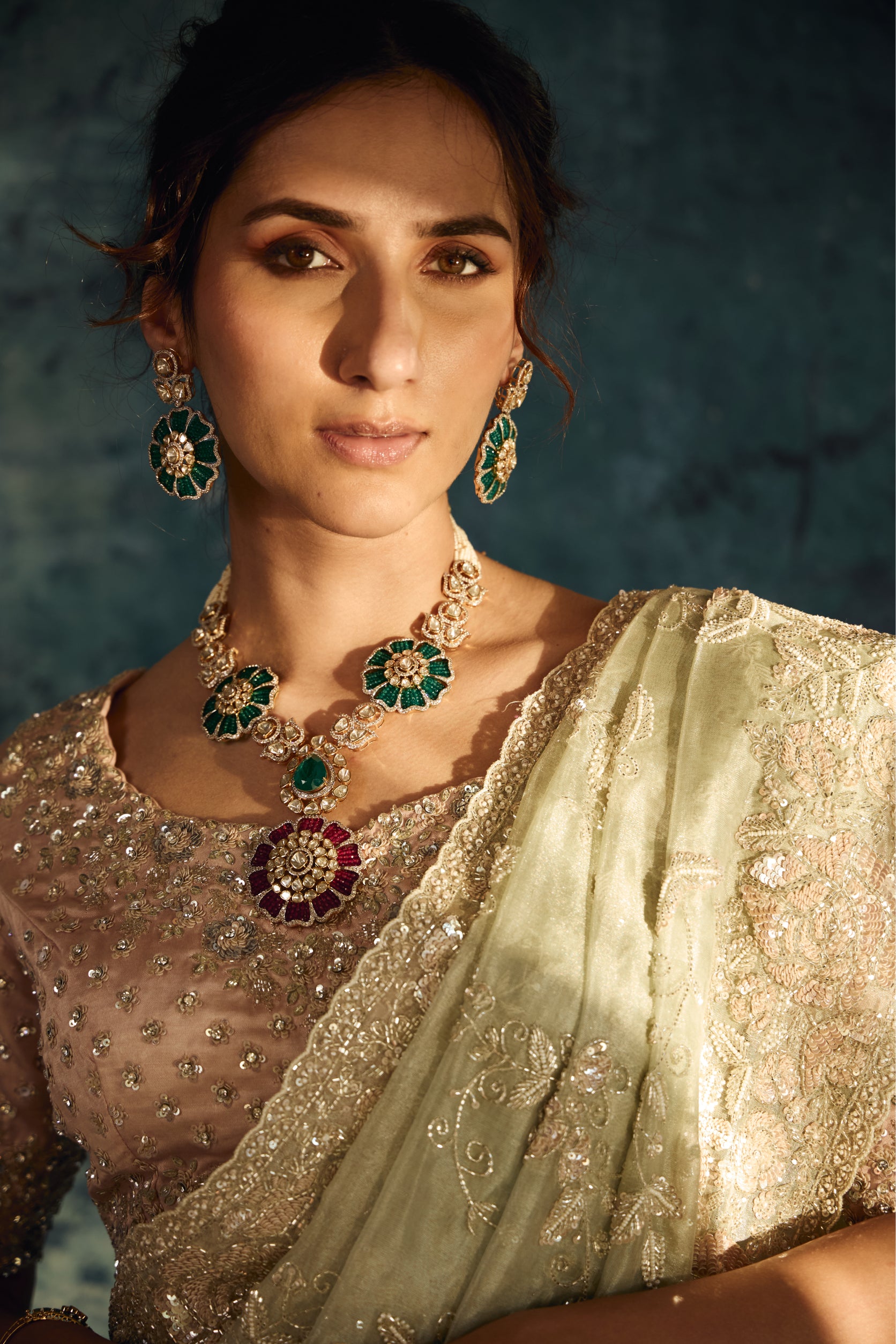 Pista Green Organza Saree with Full Sequence and Cutdana Work - Adira - House of Surya