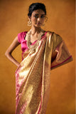 Golden Kanjivaram Silk Saree with Elegant Zari Work - Adira - House of Surya