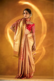 Golden Kanjivaram Silk Saree with Traditional Zari Embroidery - Adira - House of Surya