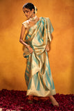 Sky Blue Kanjivaram Silk Saree with Intricate Zari Work - Adira - House of Surya
