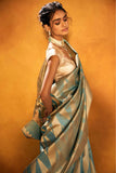 Sky Blue Kanjivaram Silk Saree with Intricate Zari Work - Adira - House of Surya