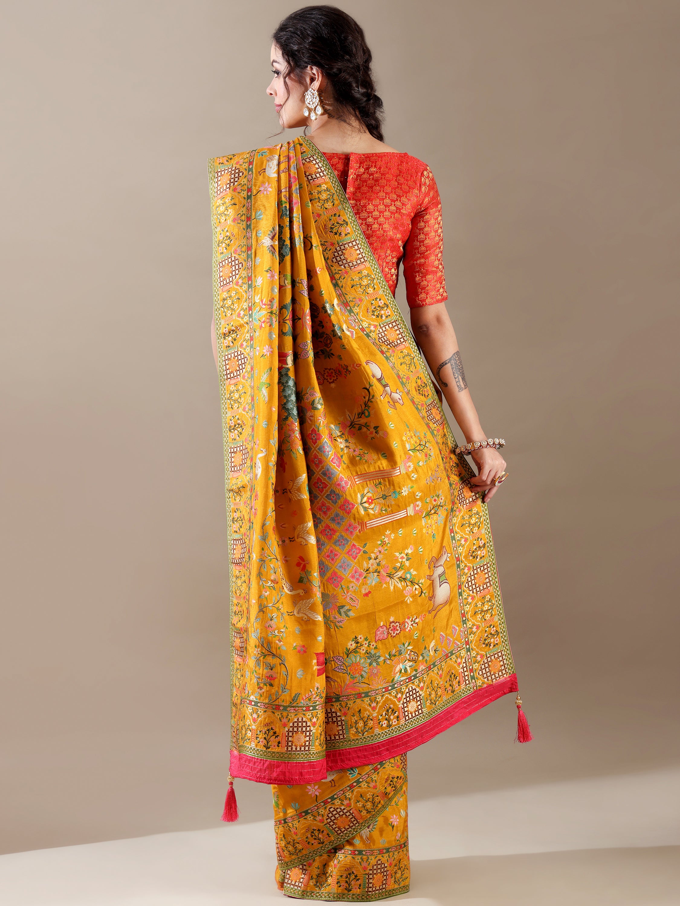 Golden Dola Silk Saree - House of Surya