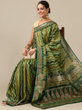 Mehandi Green Satin Organza Saree - House of Surya