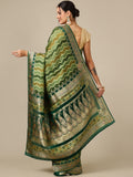 Mehandi Green Satin Organza Saree - House of Surya