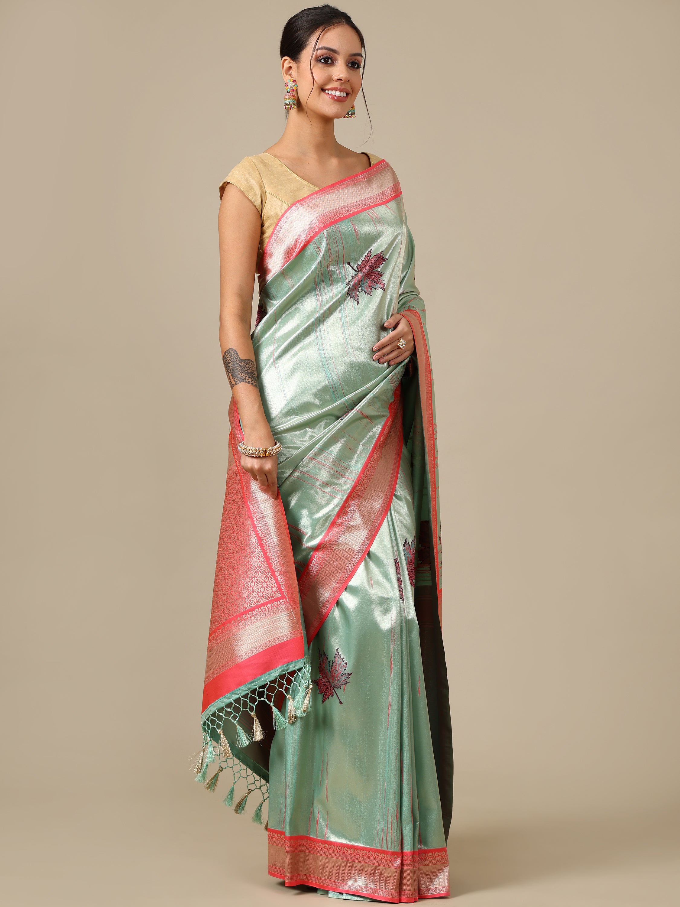 Sky Blue Silk Saree - House of Surya