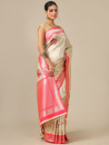 Pink Ivory Silk Saree - House of Surya