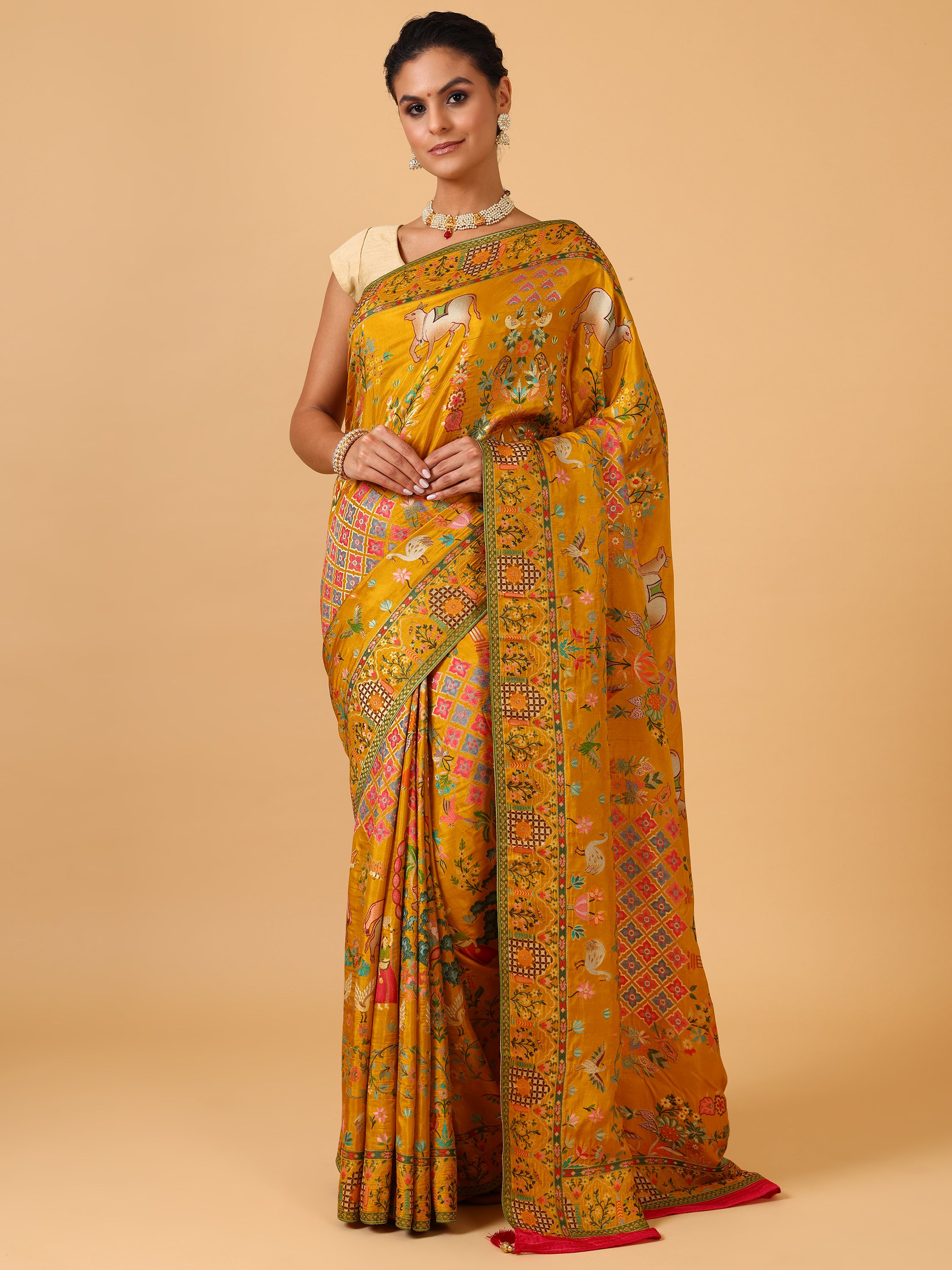 Bright Mustard Saree - House of Surya