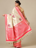 Pink Ivory Silk Saree - House of Surya