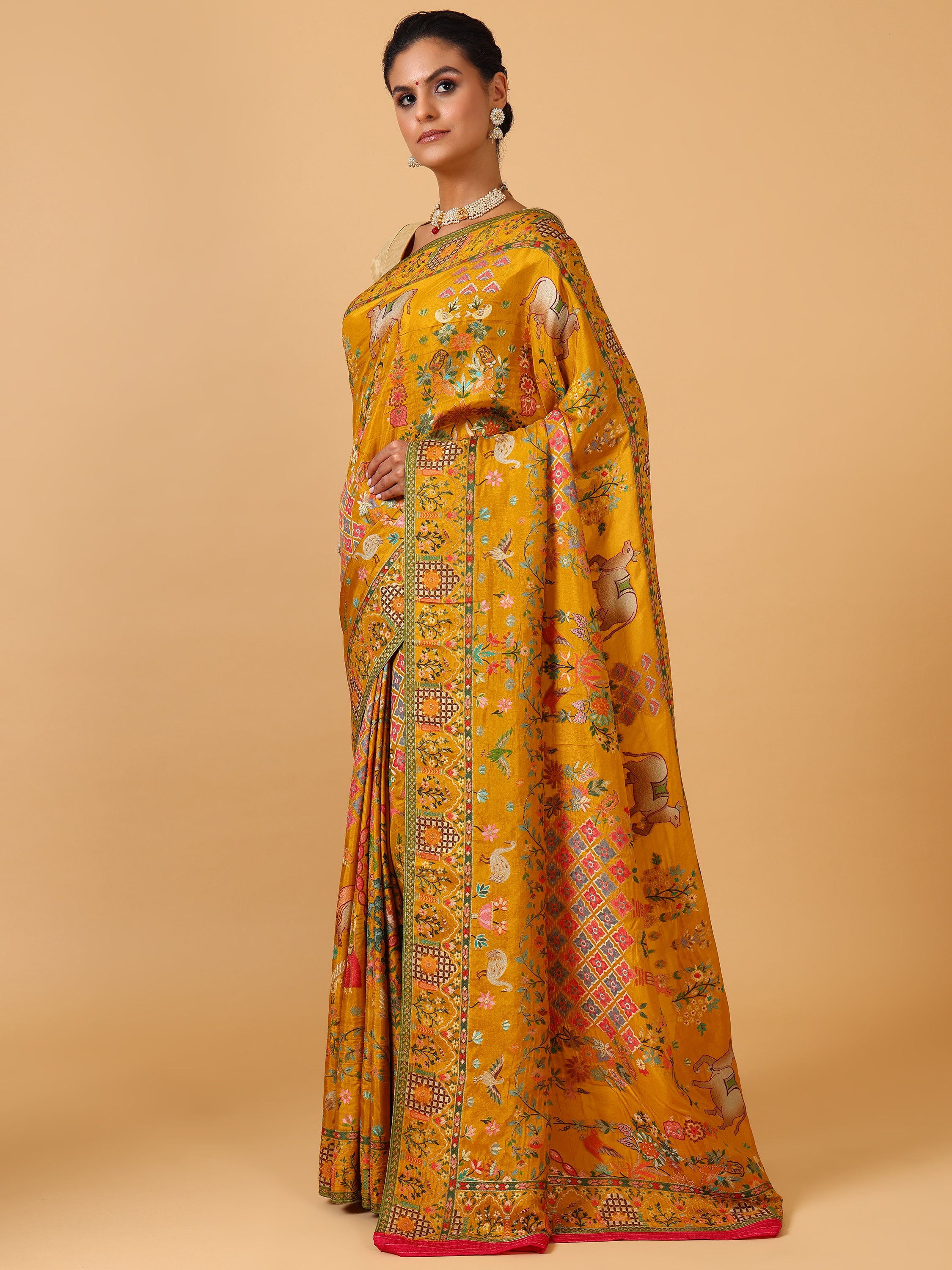 Bright Mustard Saree - House of Surya