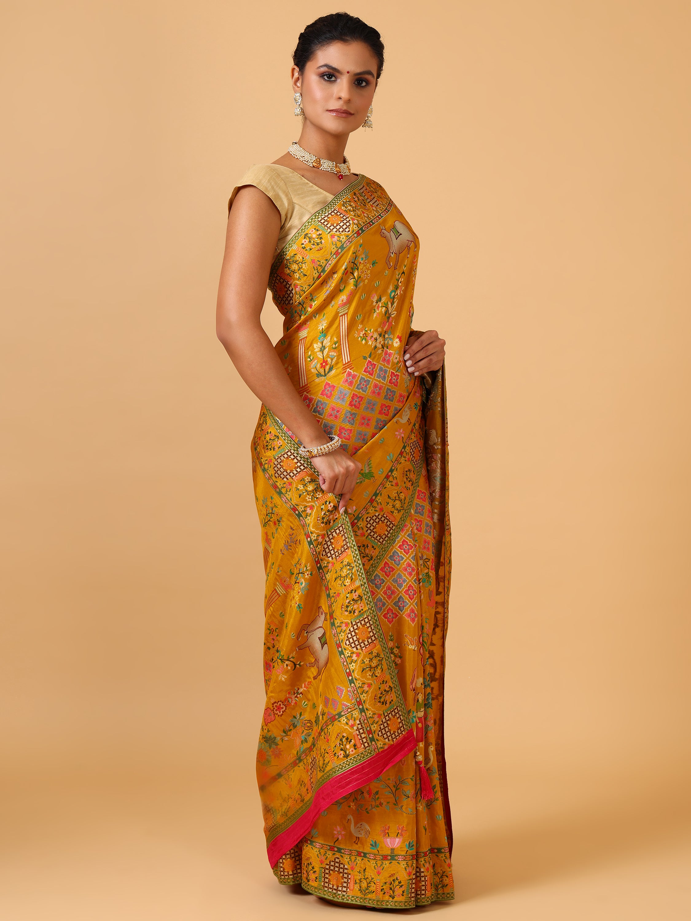 Bright Mustard Saree - House of Surya