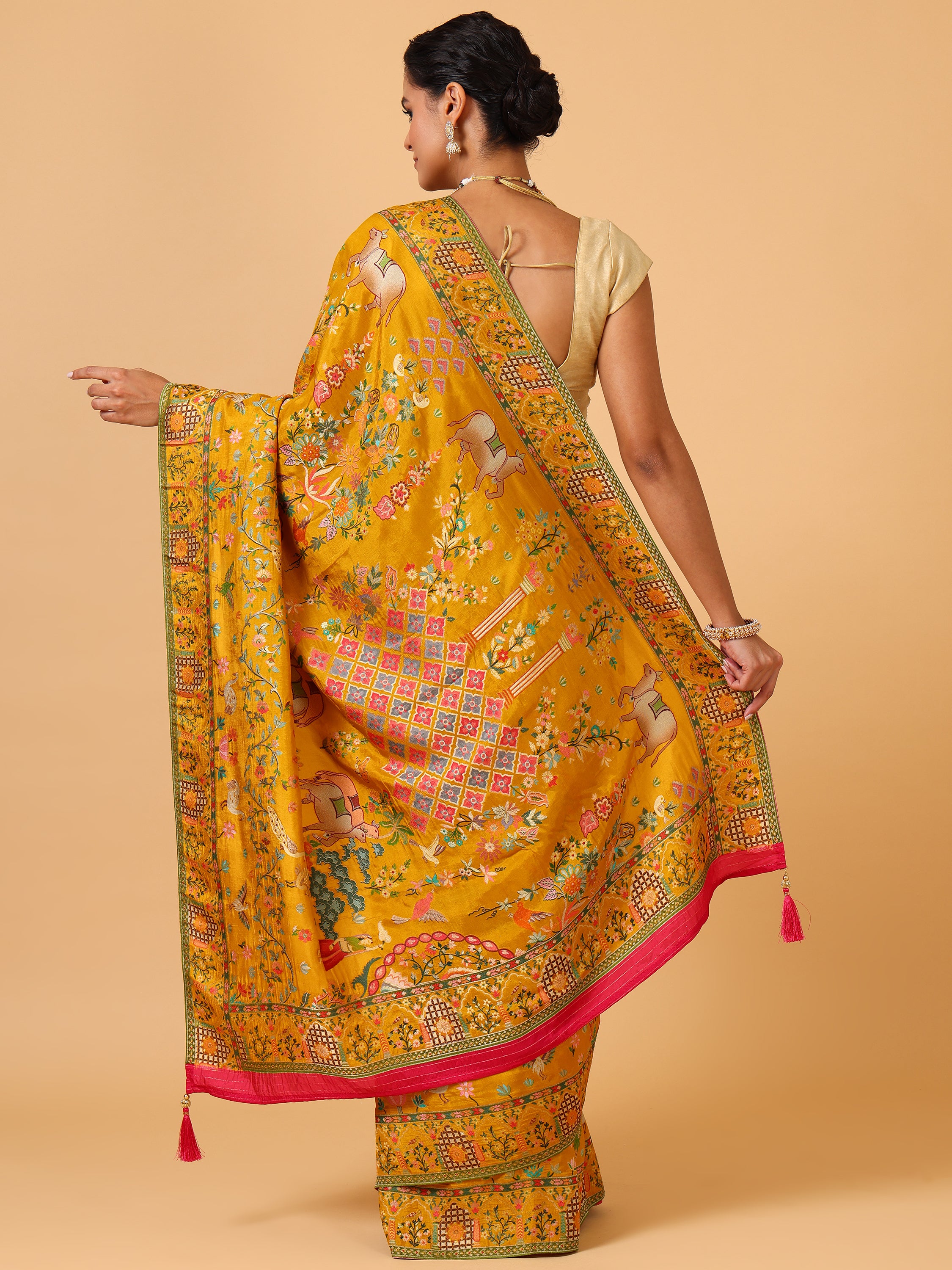 Bright Mustard Saree - House of Surya