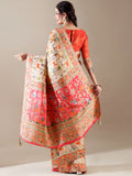 Dola Silk Weave SAREE in Ivory and Red - House of Surya