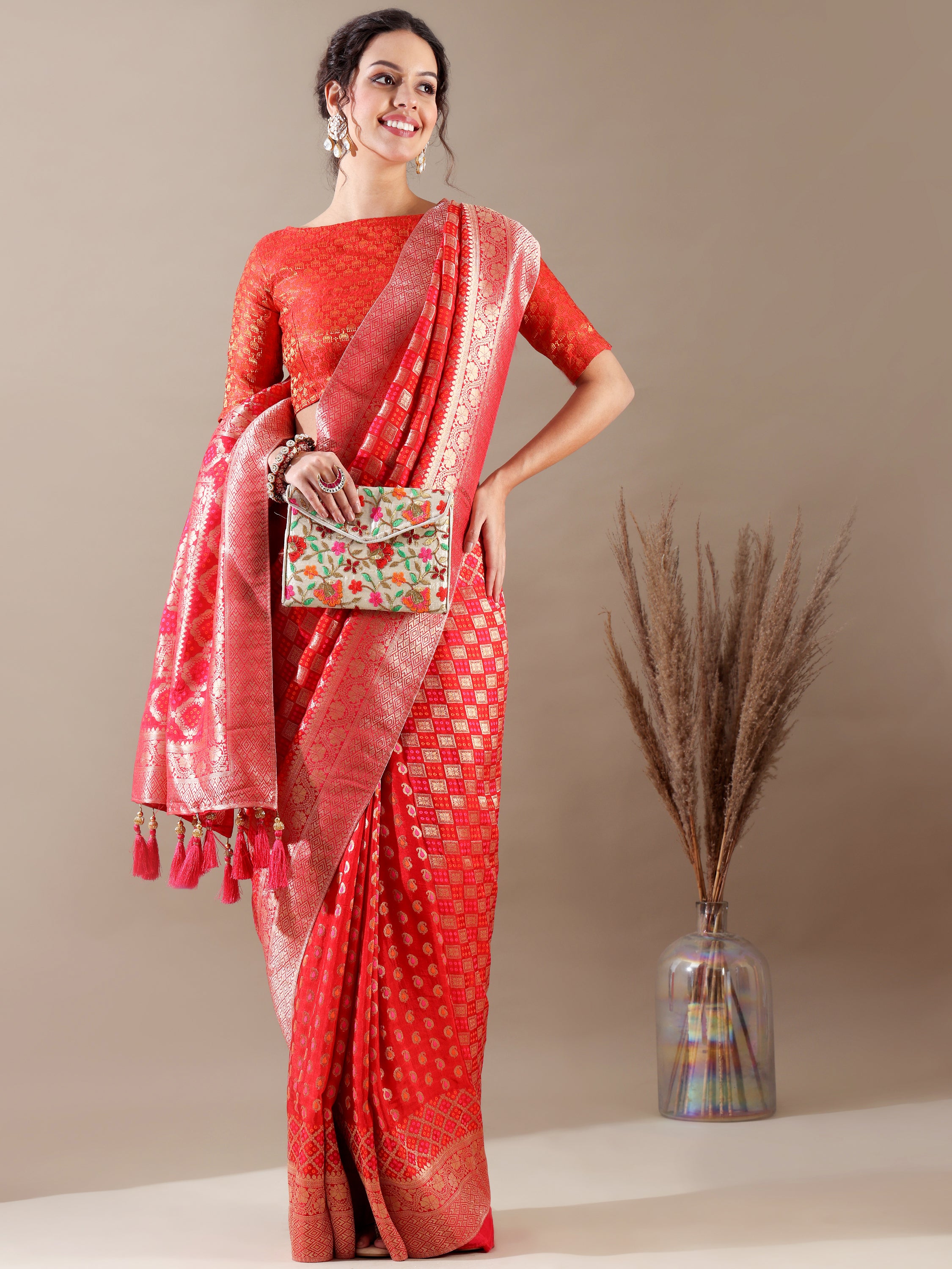 Radiant Rani Dola Silk Weave SAREE - House of Surya
