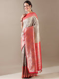 Grey Silk Saree with Weaving Work – Unstitched Rani Blouse