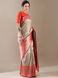 Grey Silk Saree with Weaving Work – Unstitched Rani Blouse