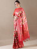 Rani Red Silk Weaving Saree - House of Surya