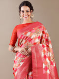 Rani Red Silk Weaving Saree - House of Surya