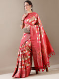 Rani Red Silk Weaving Saree - House of Surya