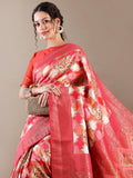 Rani Red Silk Weaving Saree - House of Surya
