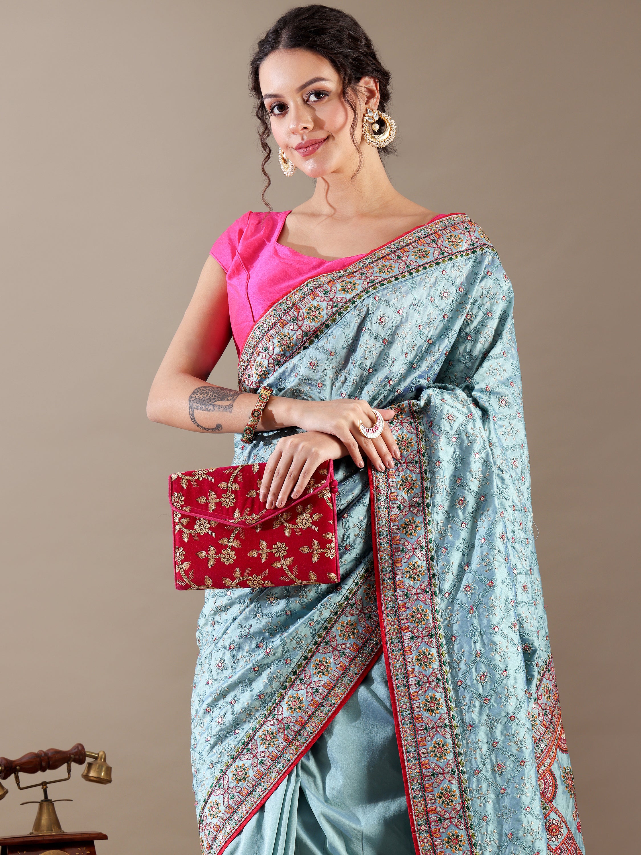 Blue Color Silk Saree Online - House of Surya