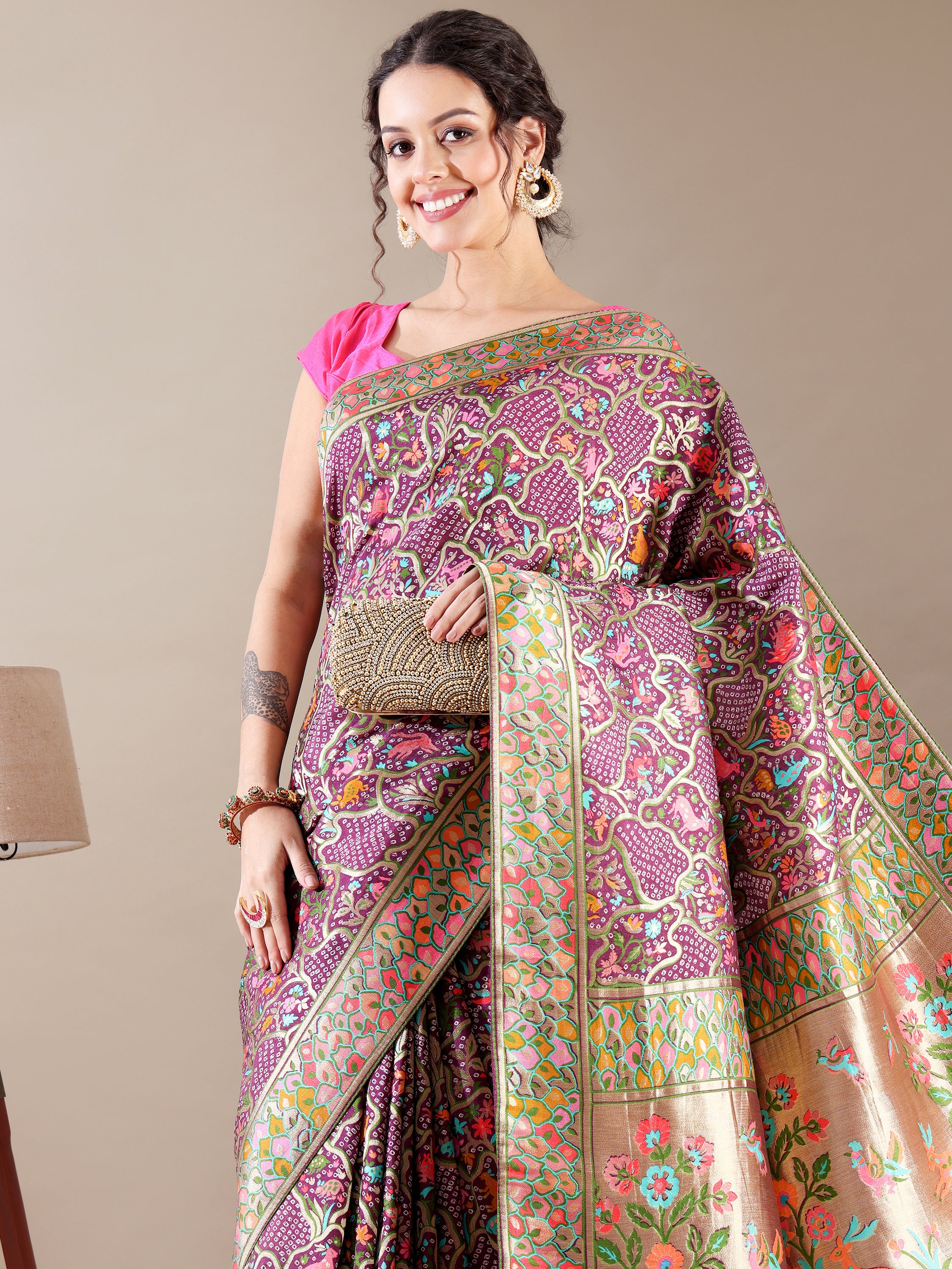 Purple Dola Silk Weaving Saree - House of Surya