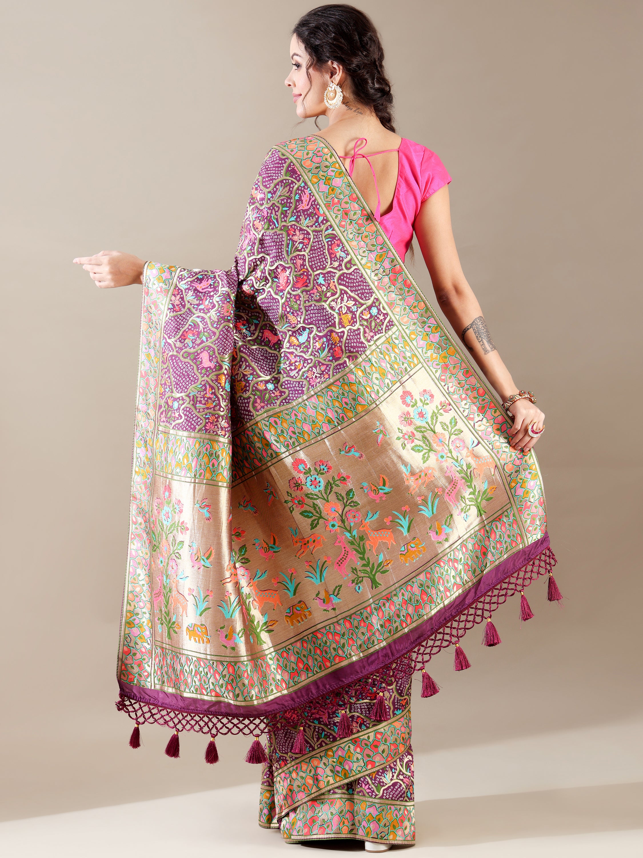 Purple Dola Silk Weaving Saree - House of Surya