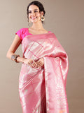 Pink Silk Weaving Saree - House of Surya