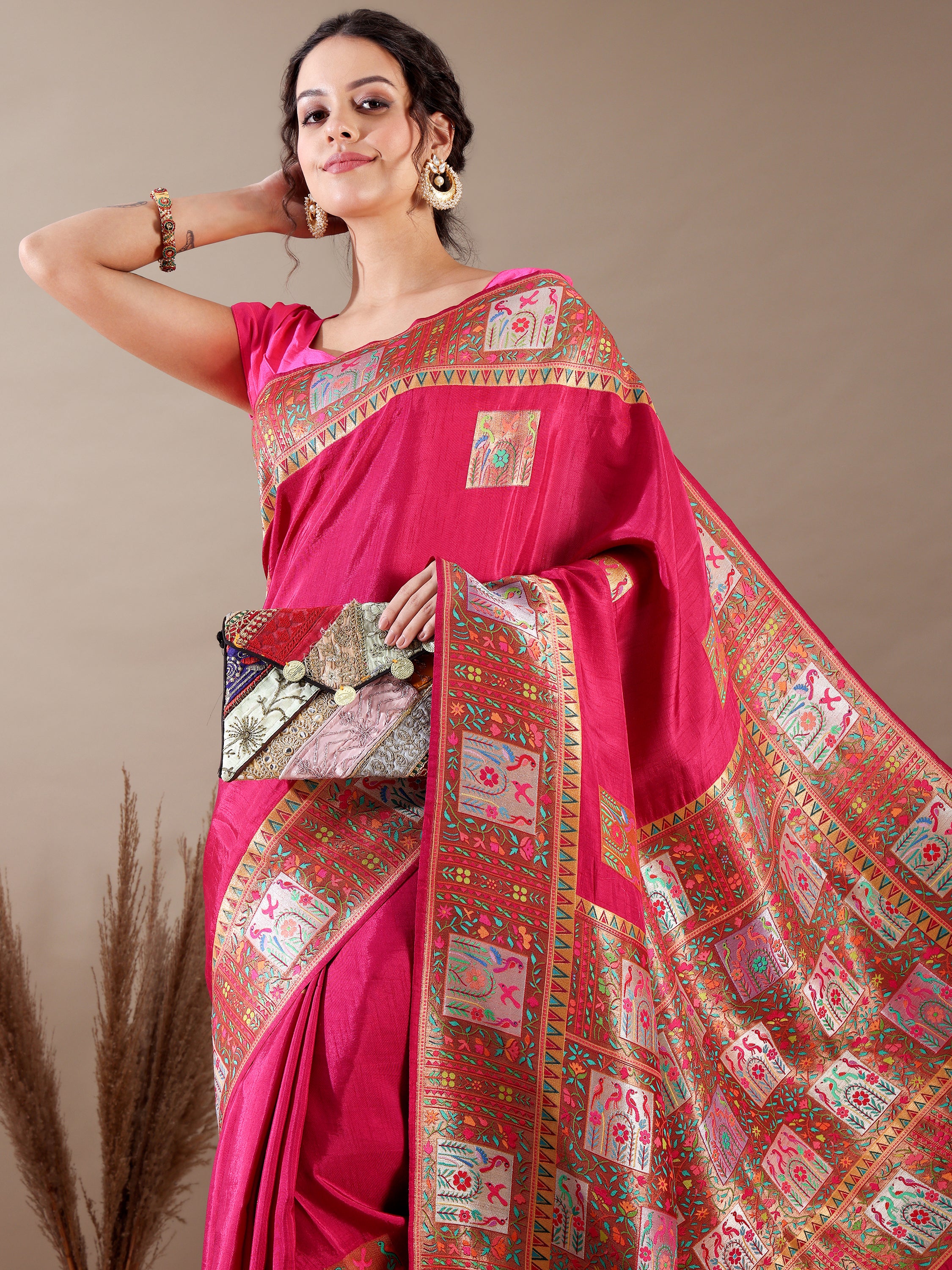 Rani Green Dola Silk Weaving Saree - House of Surya