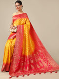 Vibrant Yellow Dola Silk Saree - House of Surya