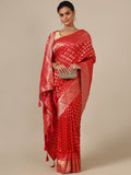 Vibrant Rani Red Dola Silk Saree - House of Surya
