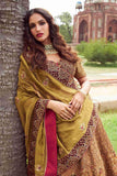 Rust gold raw silk Lehenga Choli embellished with Zardozi and Sequins work - House of Surya