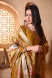 Yellow Silk Suit Set with Sequin & Resham Work and Organza Dupatta