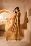 Yellow Silk Suit Set with Sequin & Resham Work and Organza Dupatta
