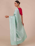 Sea Green Silk Saree with Matching Unstitched Blouse - House of Surya