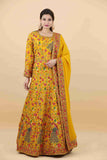 Mustard Color Anarkali With Thread and Cut Dana Work - House of Surya