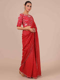 Rani Color Organza Saree with Stitched Silk Blouse - House of Surya