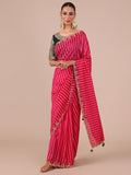 Rani Color Organza Saree with Stitched Blouse - House of Surya